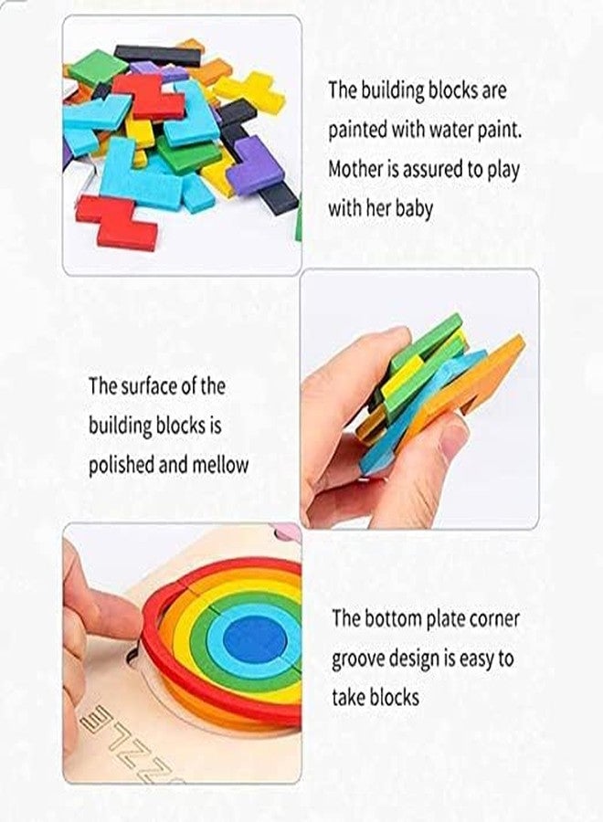 Slipps Wooden 3 in 1 Blocks Puzzles, Russian Blocks, Octagon Puzzle, Tangrams Puzzles, Brain Teasers Toy Logic Game, Montessori STEM Educational Toys Present for Kids - Image 4